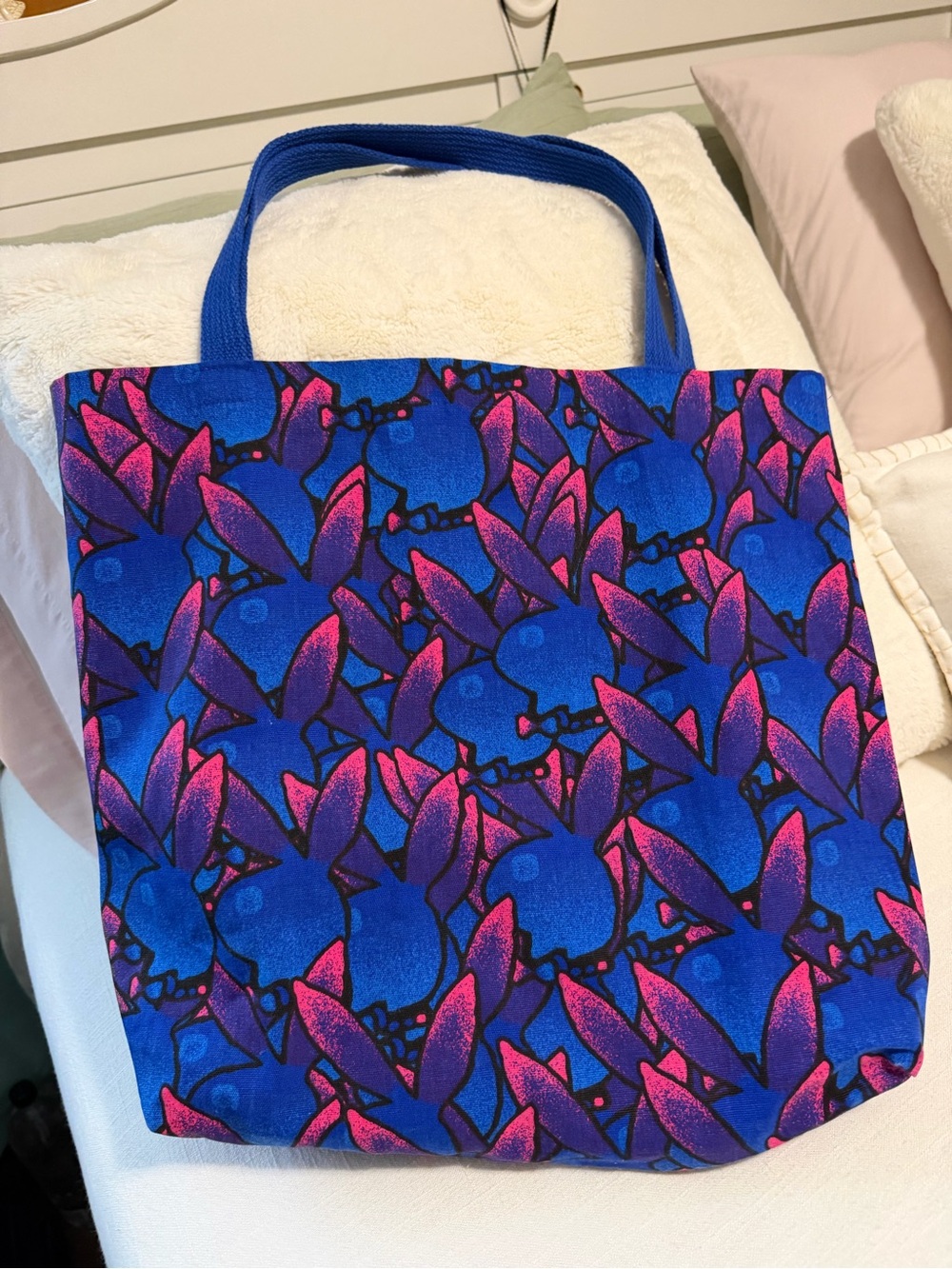 Vintage Y2K Playboy Bunny Collage Canvas Tote Bag 100% Cotton